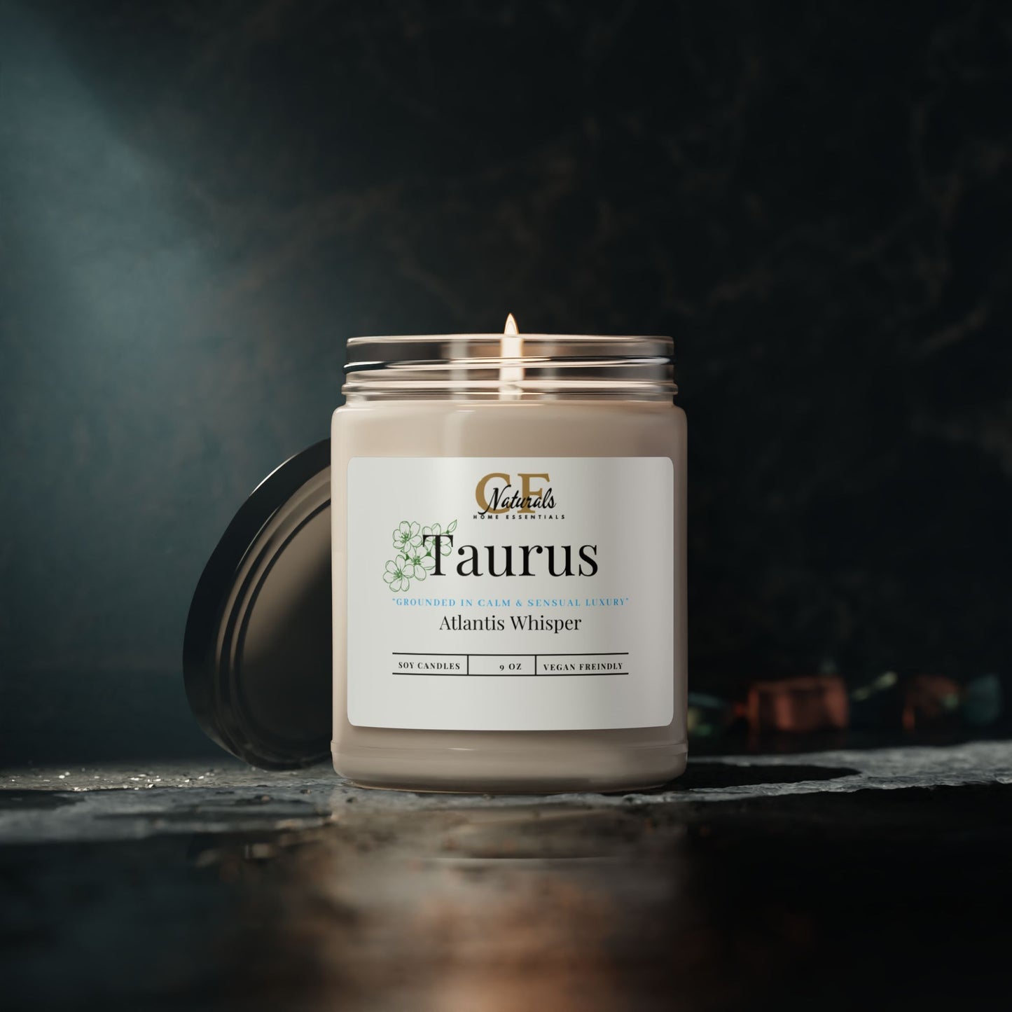 Earthly Indulgence: Taurus Calm Essence Atlantic Whisper Candle